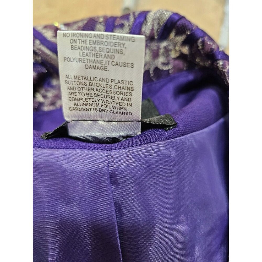 MILANO, PARIS, NY, MILANO Skirt and Jacket Suit Embellished Lace Purple Size 18W - Picture 15 of 15